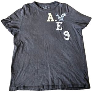 Vintage American Eagle Outfitters AEO Y2K Embroidered Shirt Mens Large Gray